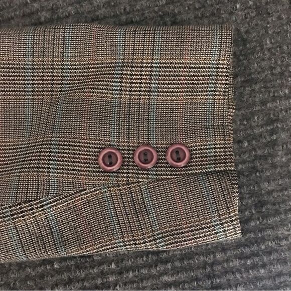 Michelle Stuart Blazer Women's Petite Size 8P Grey Plaid Long Sleeve Button - Picture 11 of 12